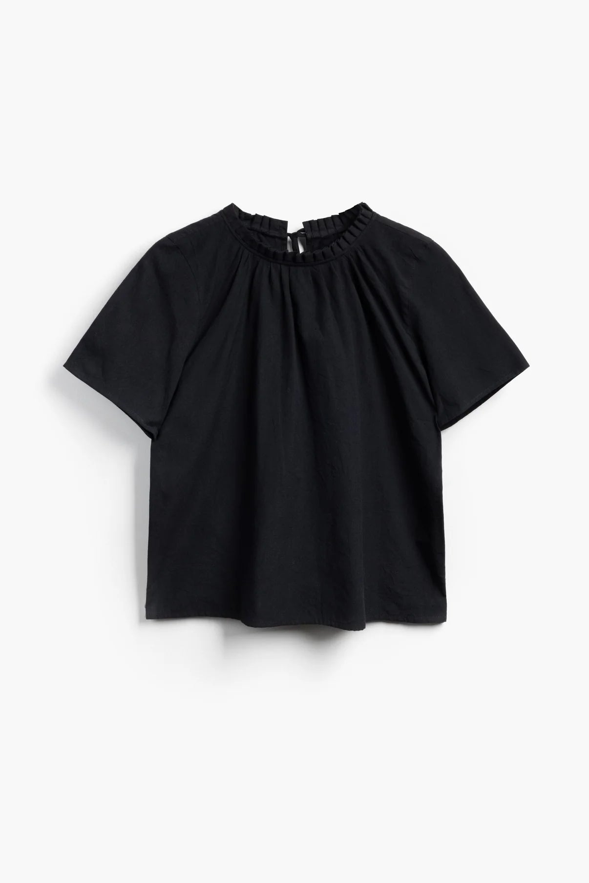 Shayla Reversible Frill Neck Black Blouse