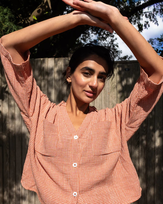 Ava Blouse Rust Check