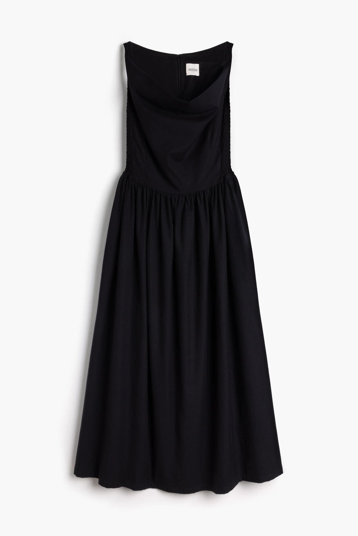 The Celia Cowl Neck Dress in Black Twill