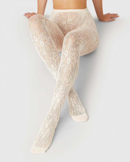 Rosa Lace Tights | Ivory