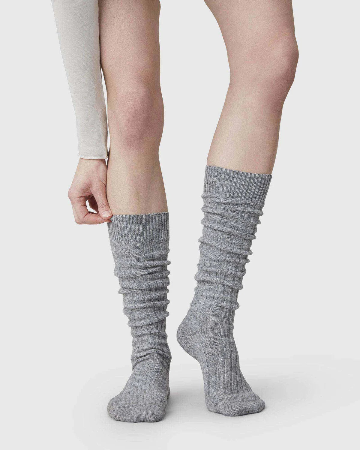 Bodil Chunky Knee High Socks - Grey