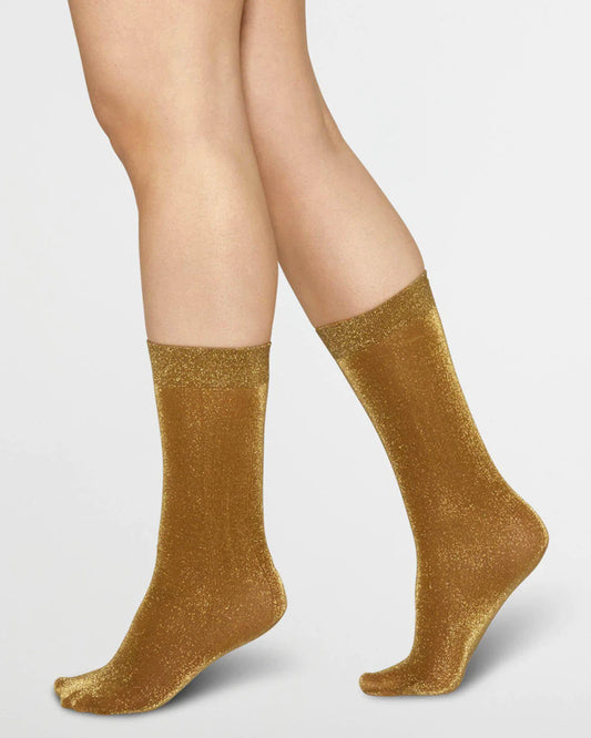 Ines Shimmery Socks Taupe/Gold