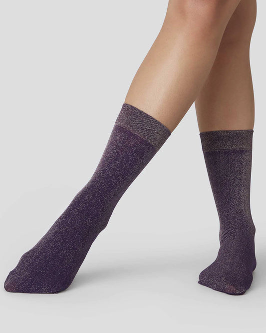 Ines Shimmery Socks Plum