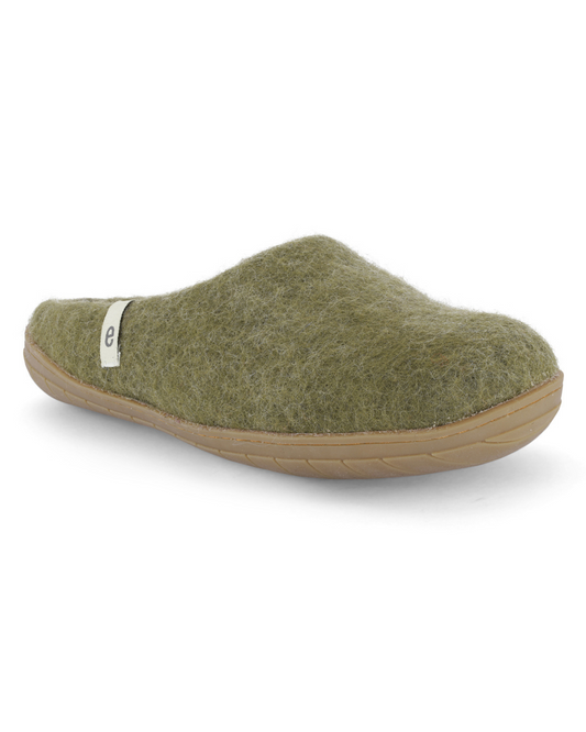 Egos Wool Slipper | Rubber Sole | Moss Green