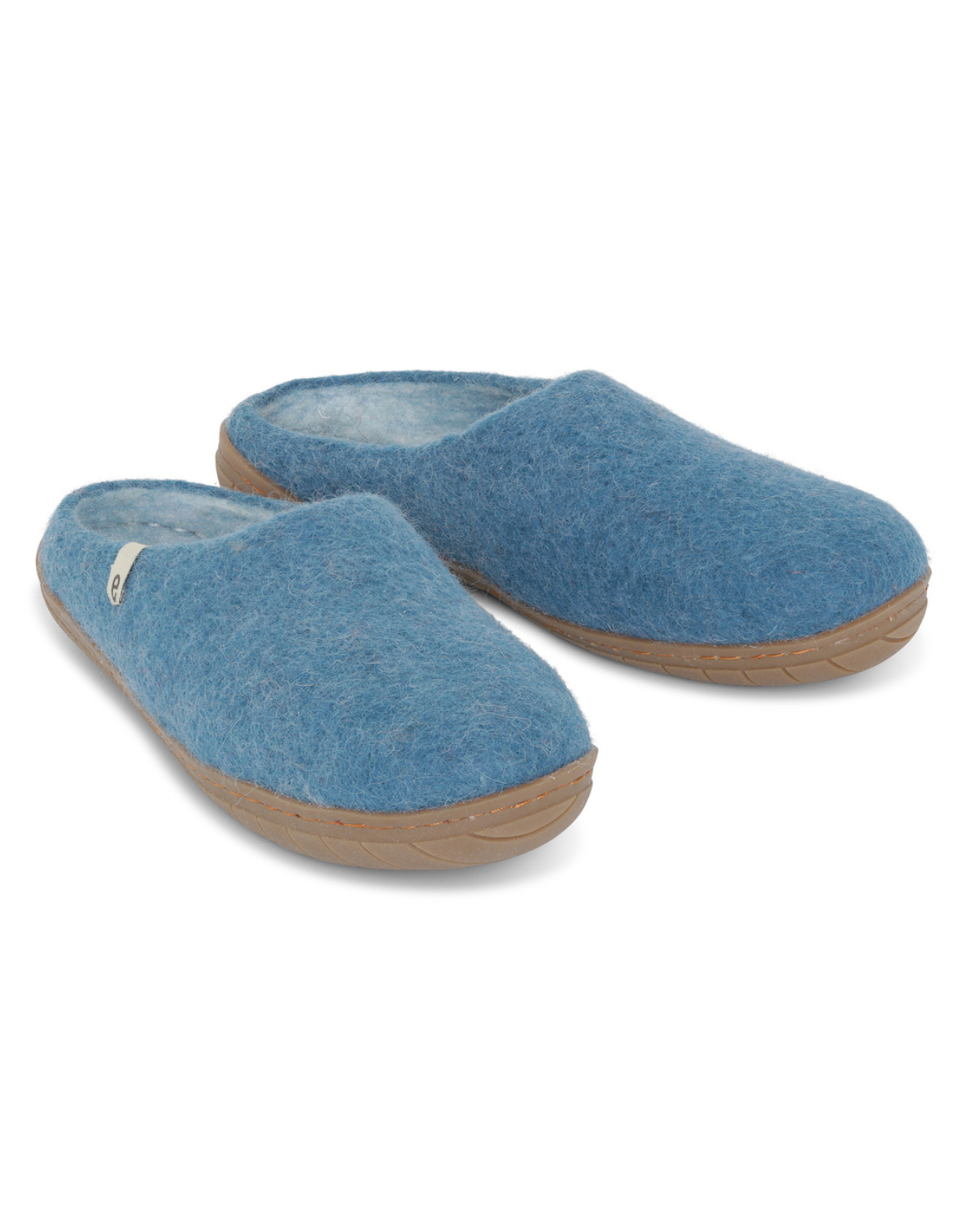 Wool Slipper Rubber Sole Sea Blue