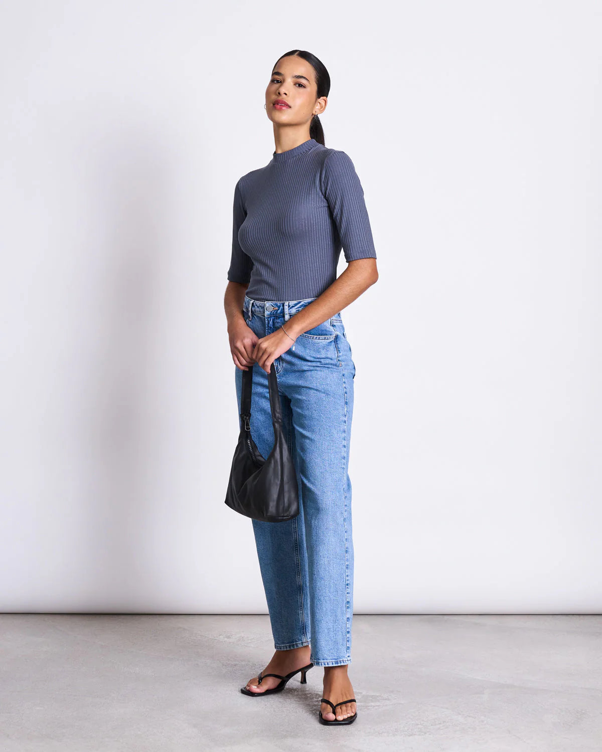 Nina Lyocell Rib T-Shirt Turbulence