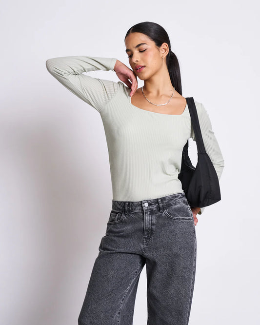 Fria Squareneck Longsleeve Top Vintage Lace
