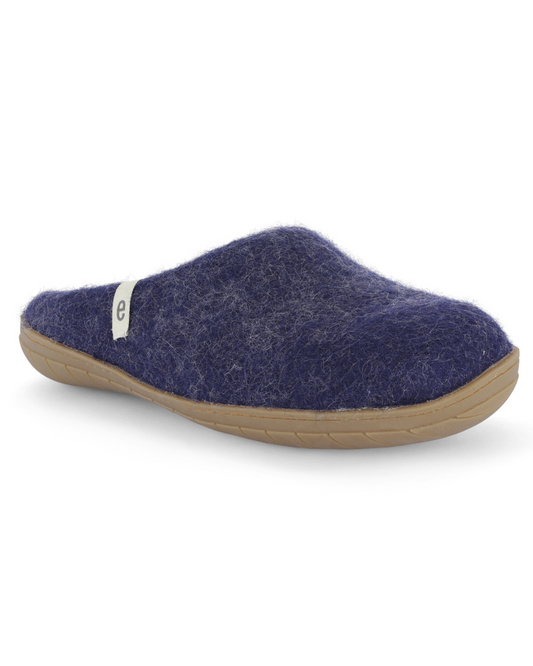 Egos Wool Slipper | Rubber Sole | Blue