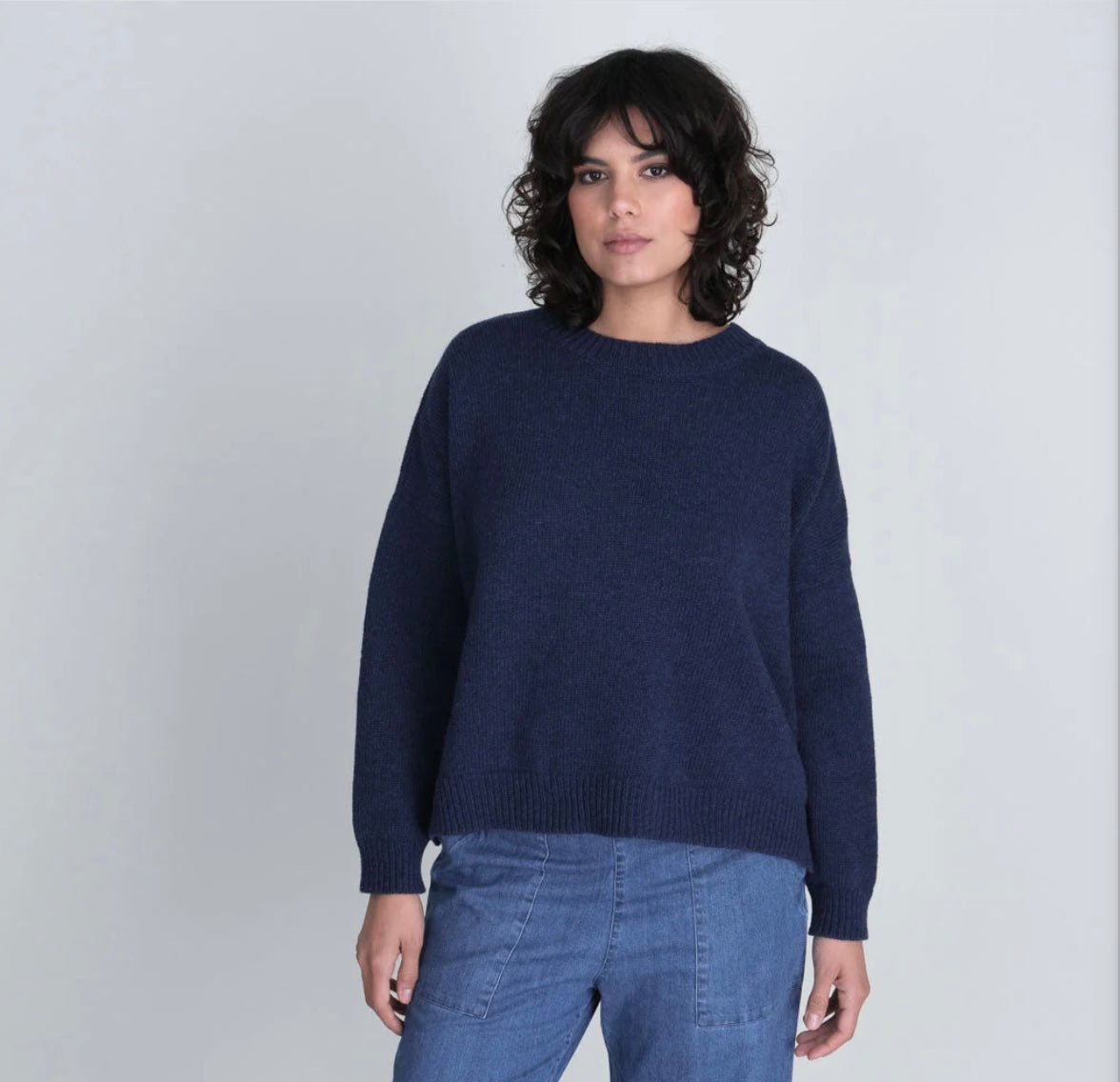 Layla Merino Boxy Jumper - Marine
