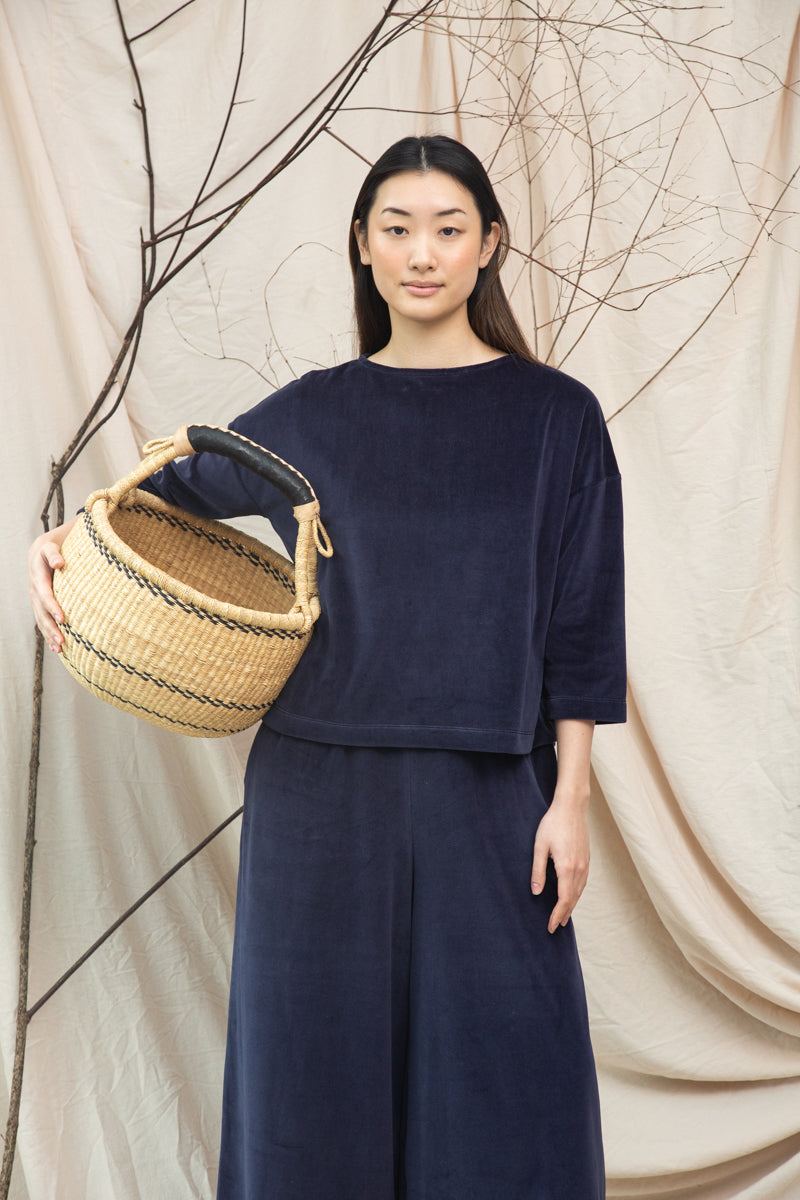 Divya Organic Cotton Velour Top Night Sky Navy
