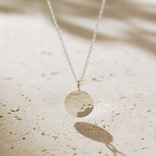 Agonda Large Hammered Pendant Silver