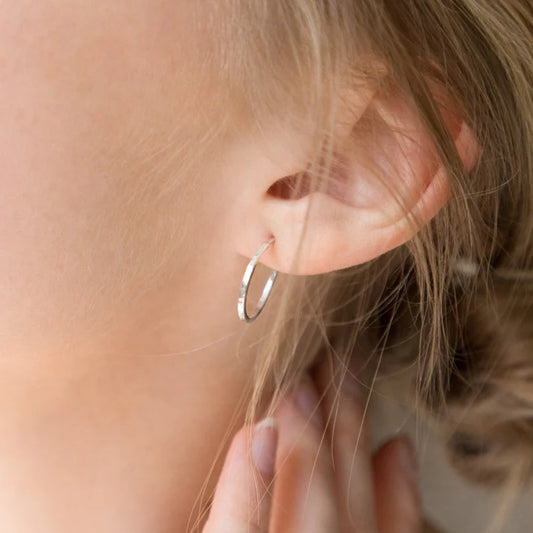 Agonda Extra Small Hammered Hoops Silver