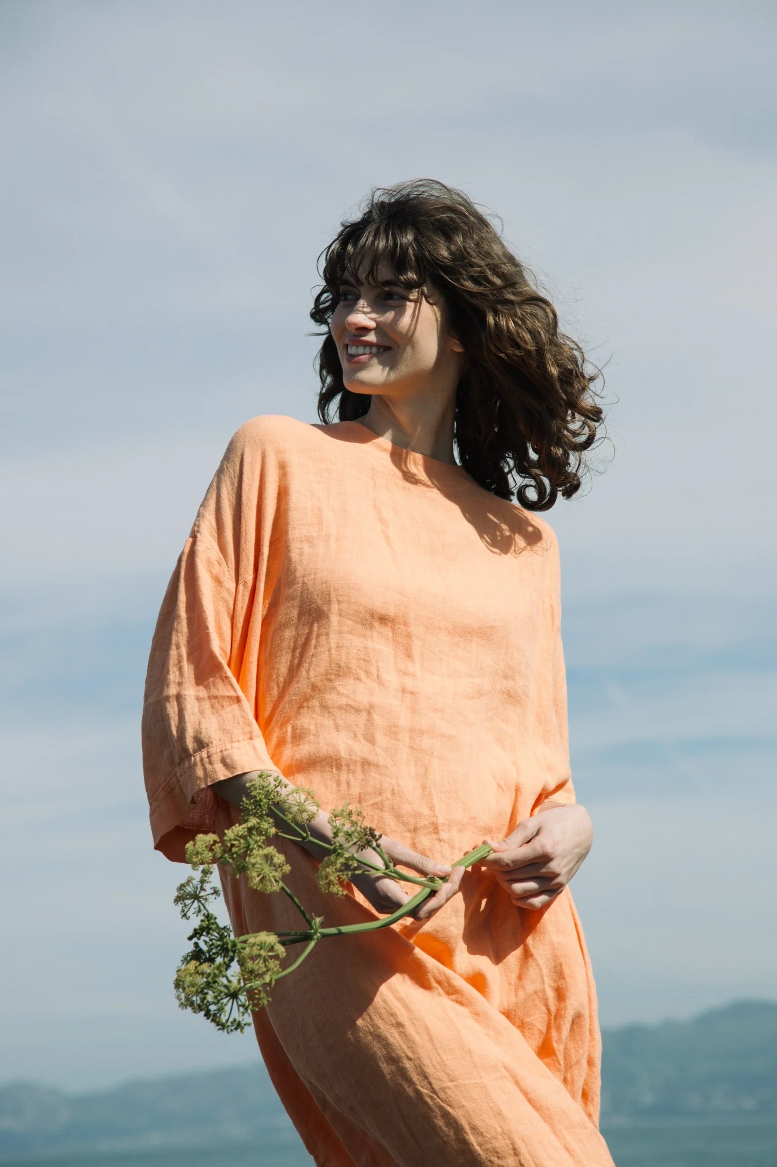 Monique Linen Dress Apricot The FAIR Shop Monique Linen Dress Apricot The FAIR Shop