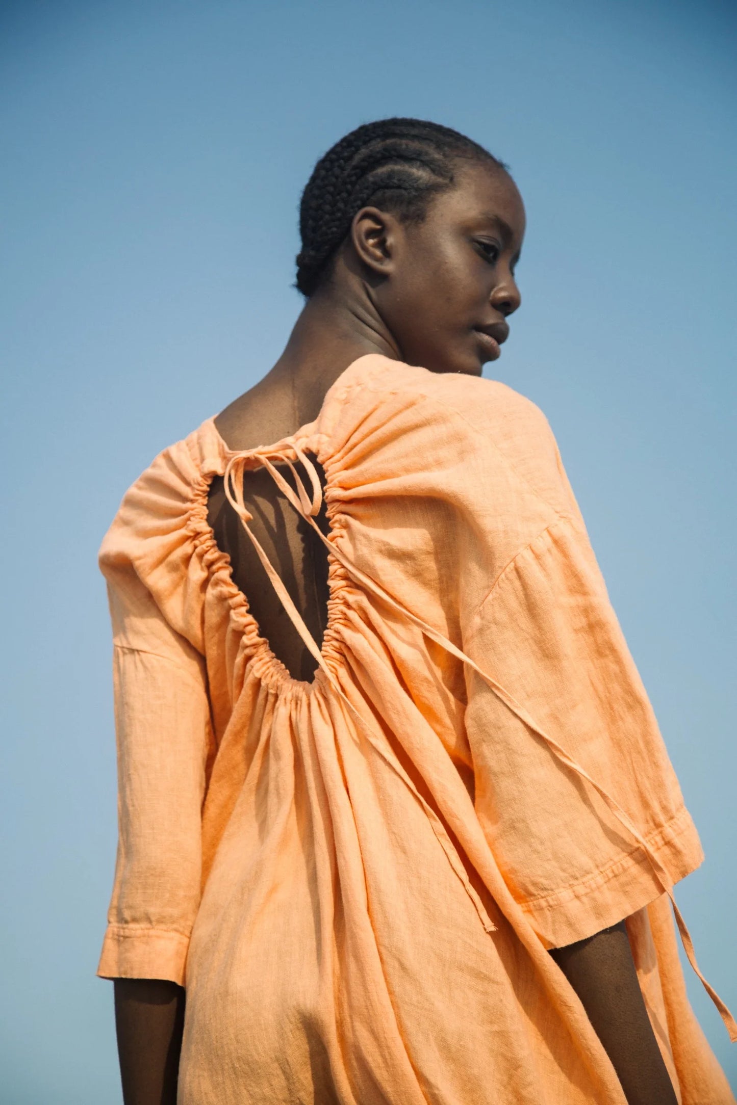 Monique Linen Dress Apricot