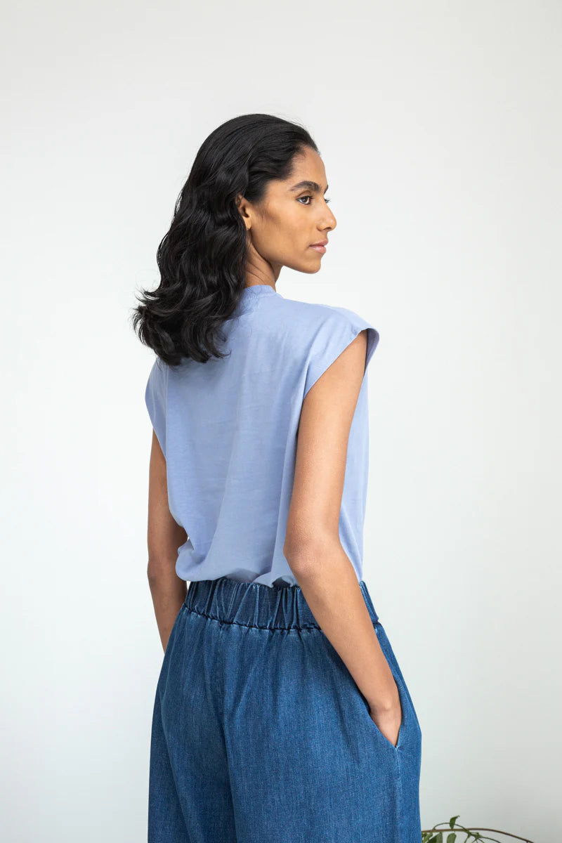 Washed Blue Aukai Organic Cotton Tee