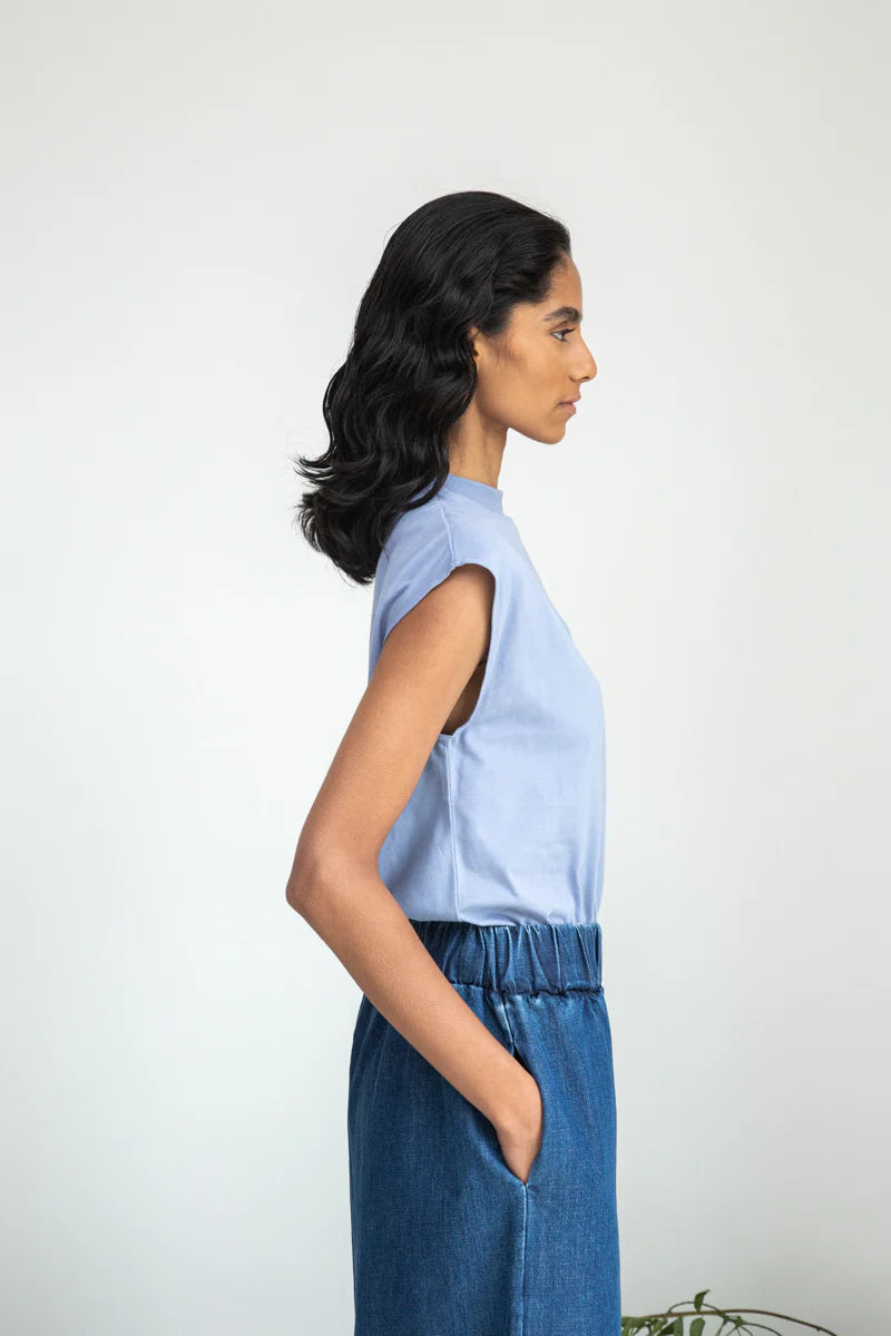 Washed Blue Aukai Organic Cotton Tee