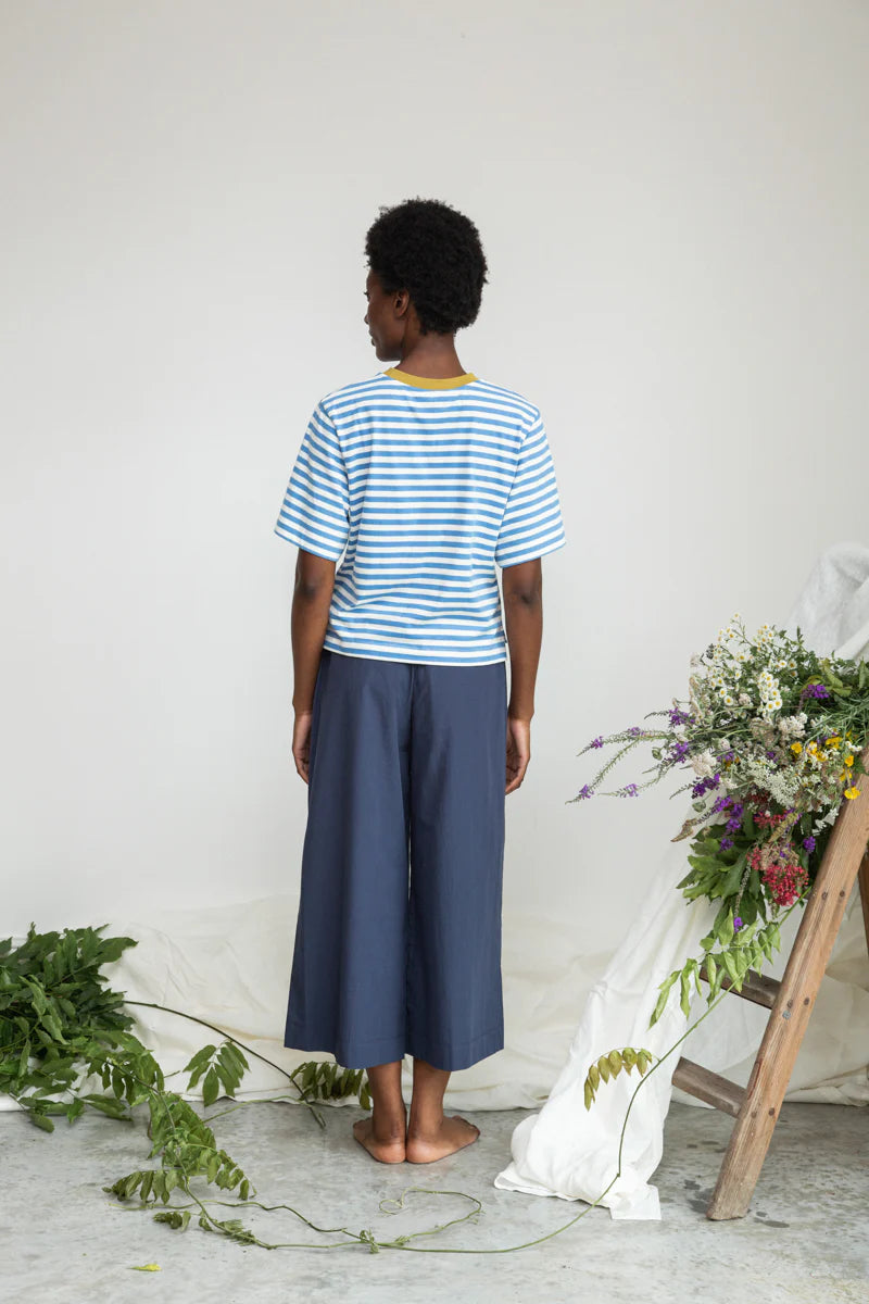 Sea Blue and White Stripe Bay Organic Cotton Tee