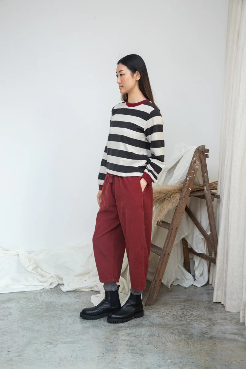 Cedar Organic Cotton Corduroy Trousers Soft Burgundy