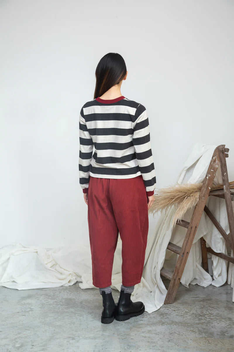 Cedar Organic Cotton Corduroy Trousers Soft Burgundy