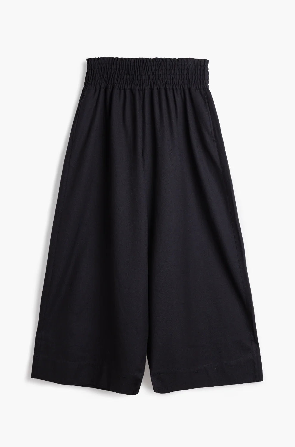 Wide Leg Trousers in Handwoven Organic Cotton - (Medium Weight Twill) - Solid Black