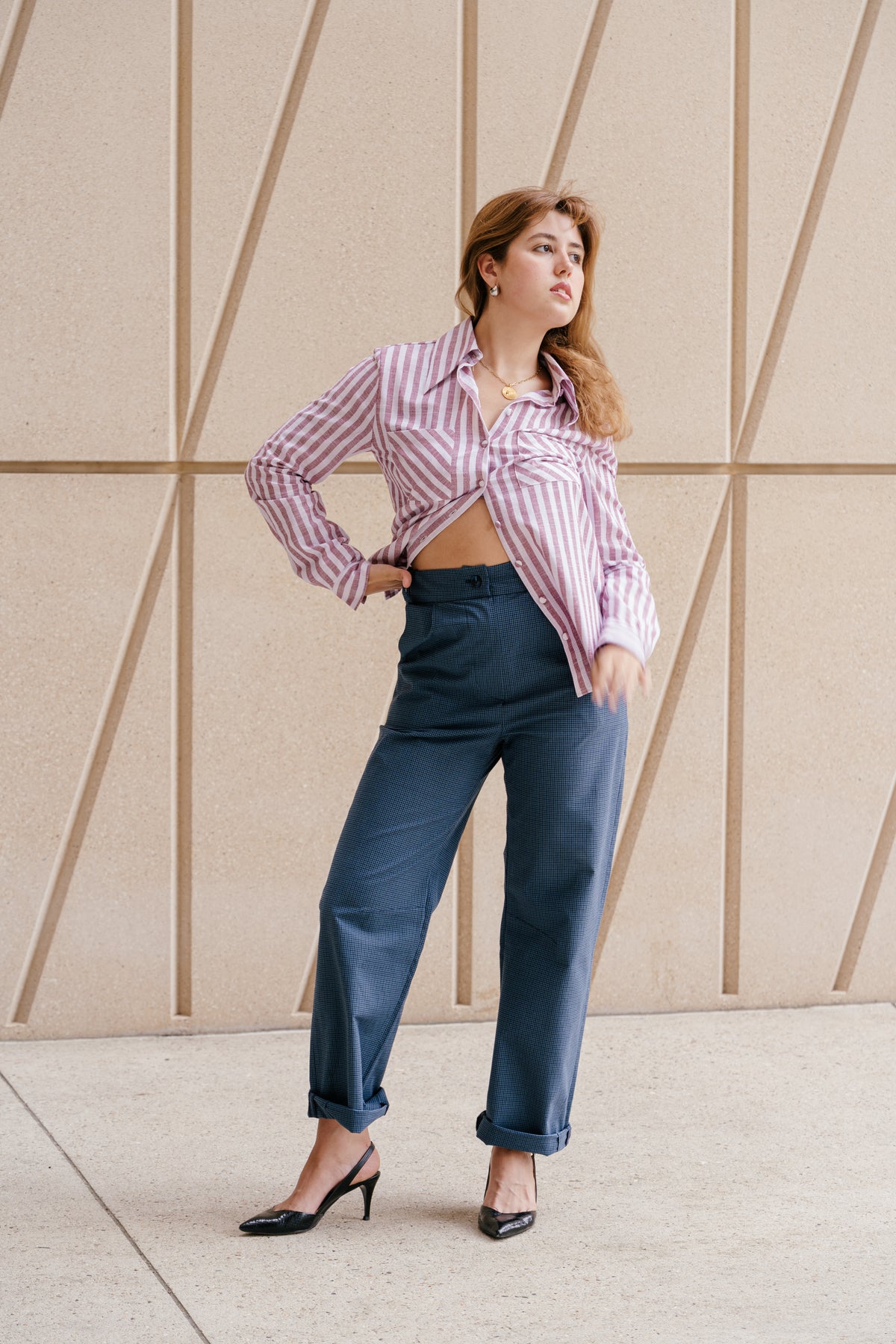 Rene Shirt - Burgandy Stripe