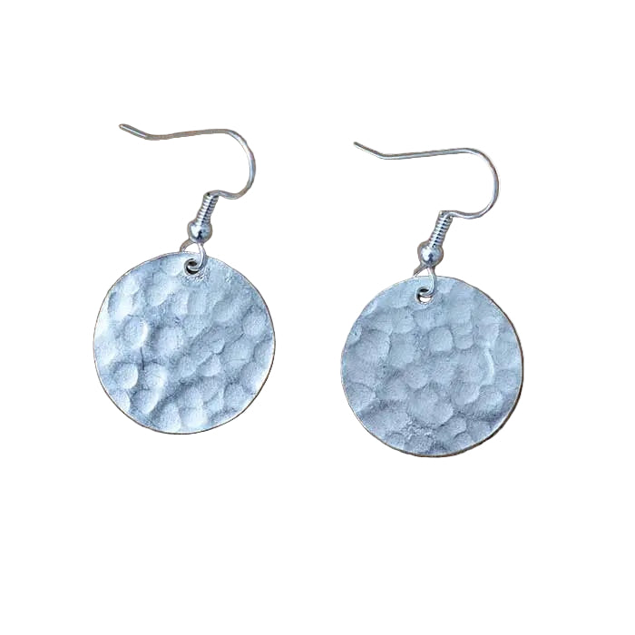 Single Disc Earrings Silver Plated