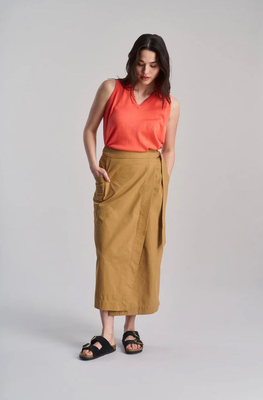 Cargo Wrap Skirt Camel