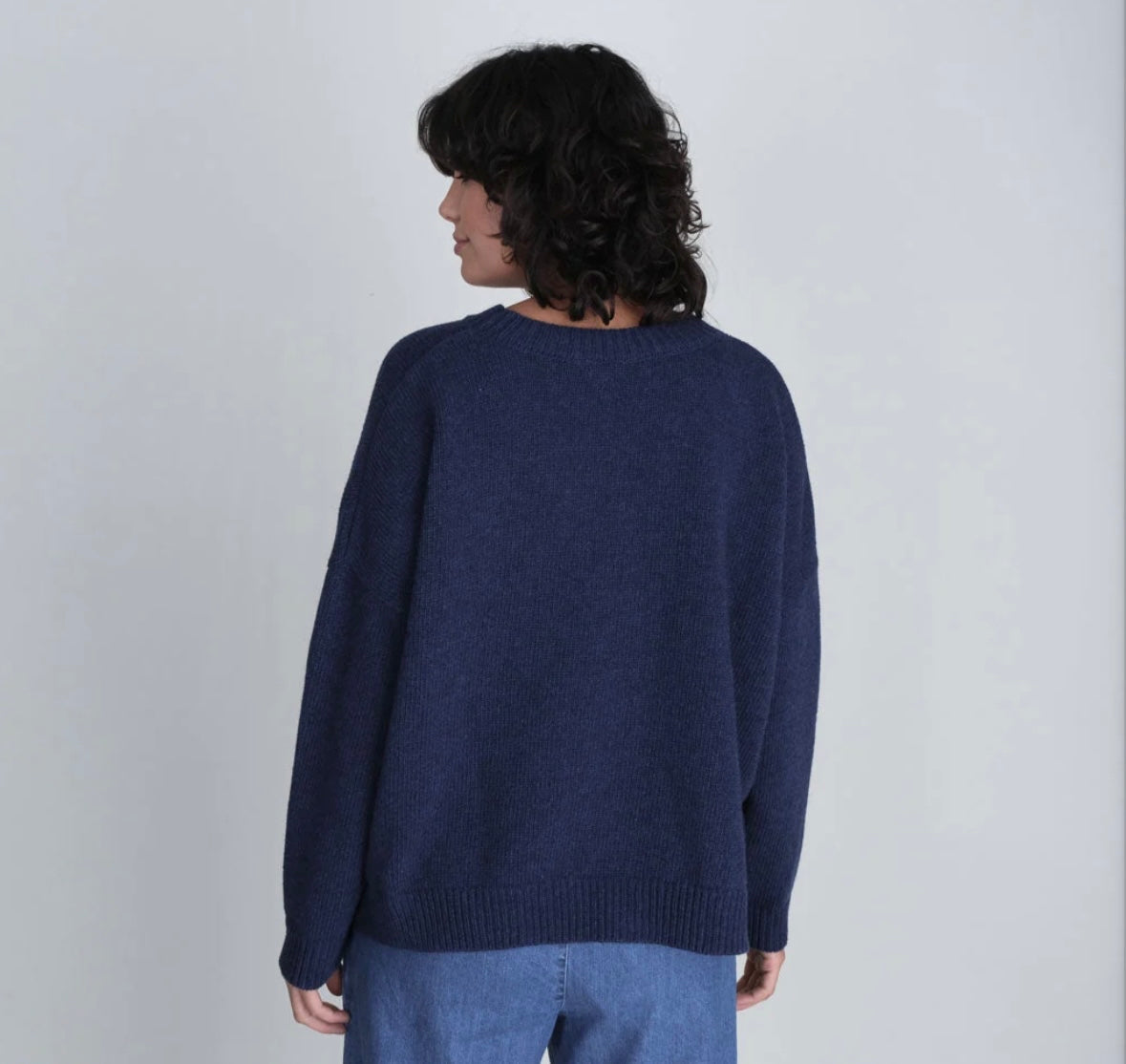 Layla Merino Boxy Jumper - Marine