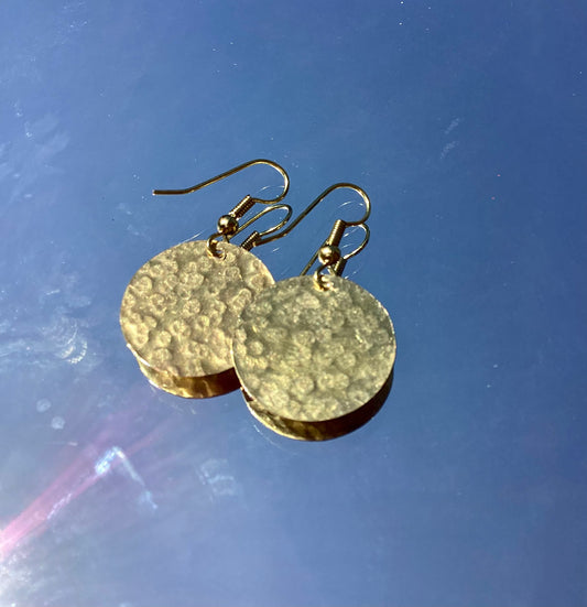 Small Single Disc Earrings Brass