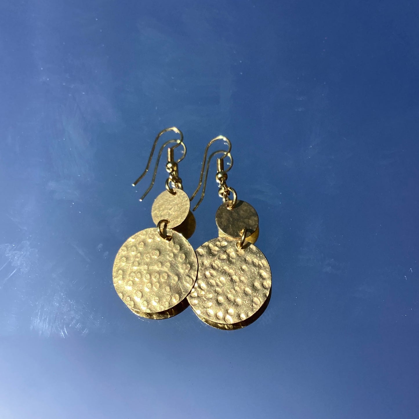 Small Two Disc Earrings Brass