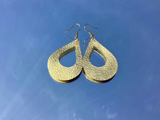 Brass Large Cut Out Teardrop Earrings