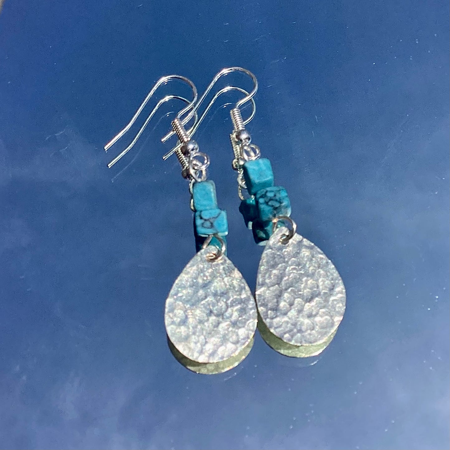 Bombolulu Small Oval Turquoise Chip Earrings - Sliver Plated