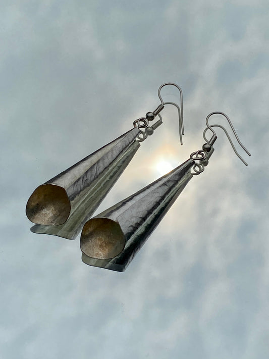 Bombolulu silver plate Large horn earrings