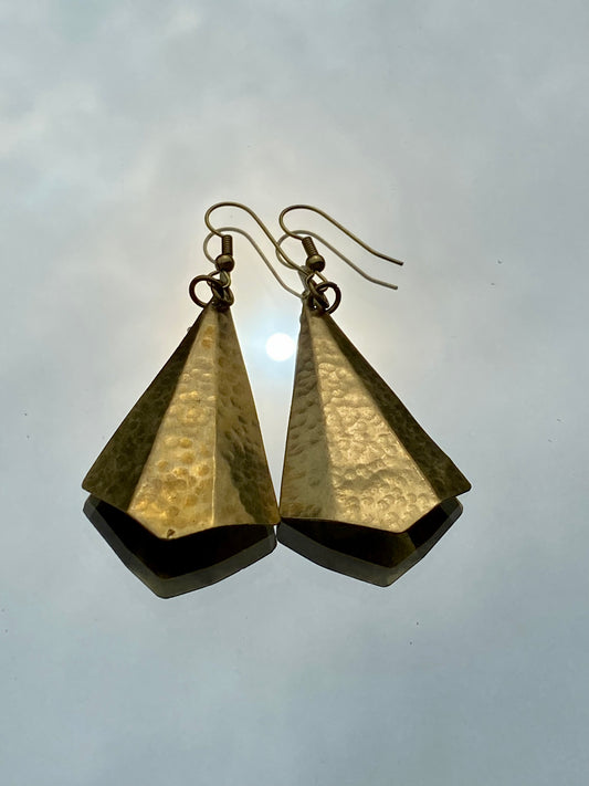 Medium Fan Earrings Brass Plated