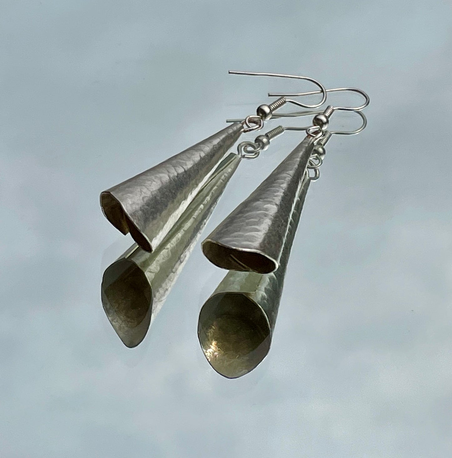 Bombolulu silver plate Large horn earrings