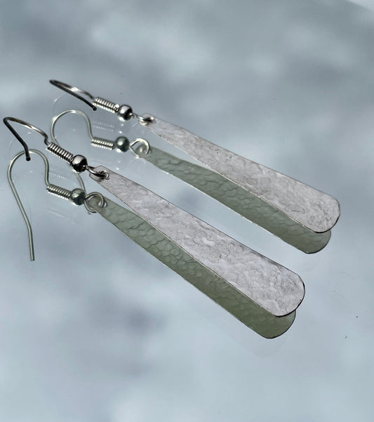Silver Plain Petal Earrings