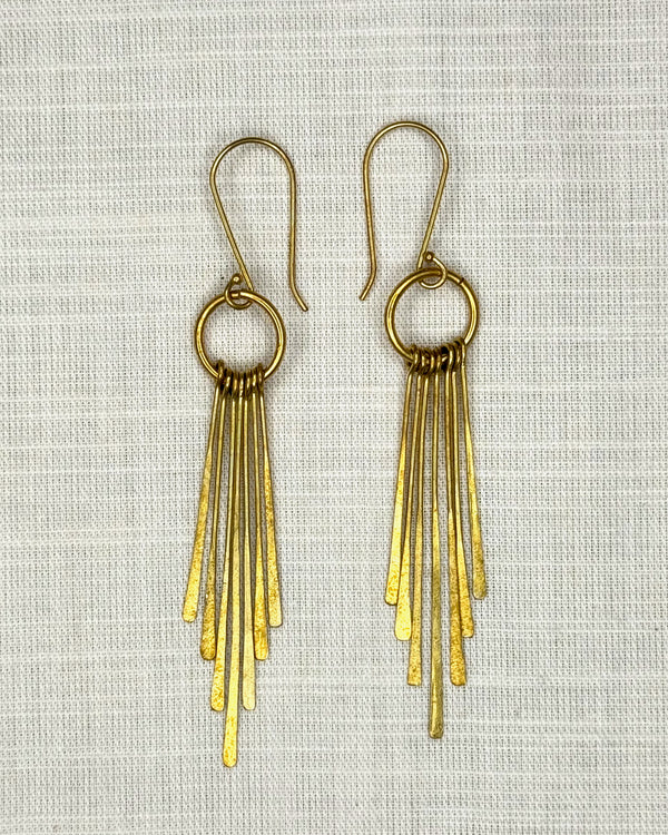 Sun Ray Earrings Brass