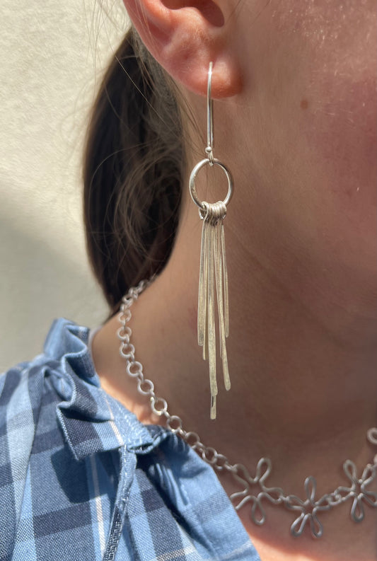 Sun ray Earrings Silver Plated