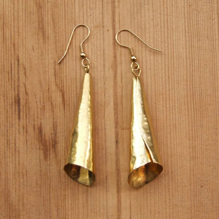 Medium Horn Earrings Brass