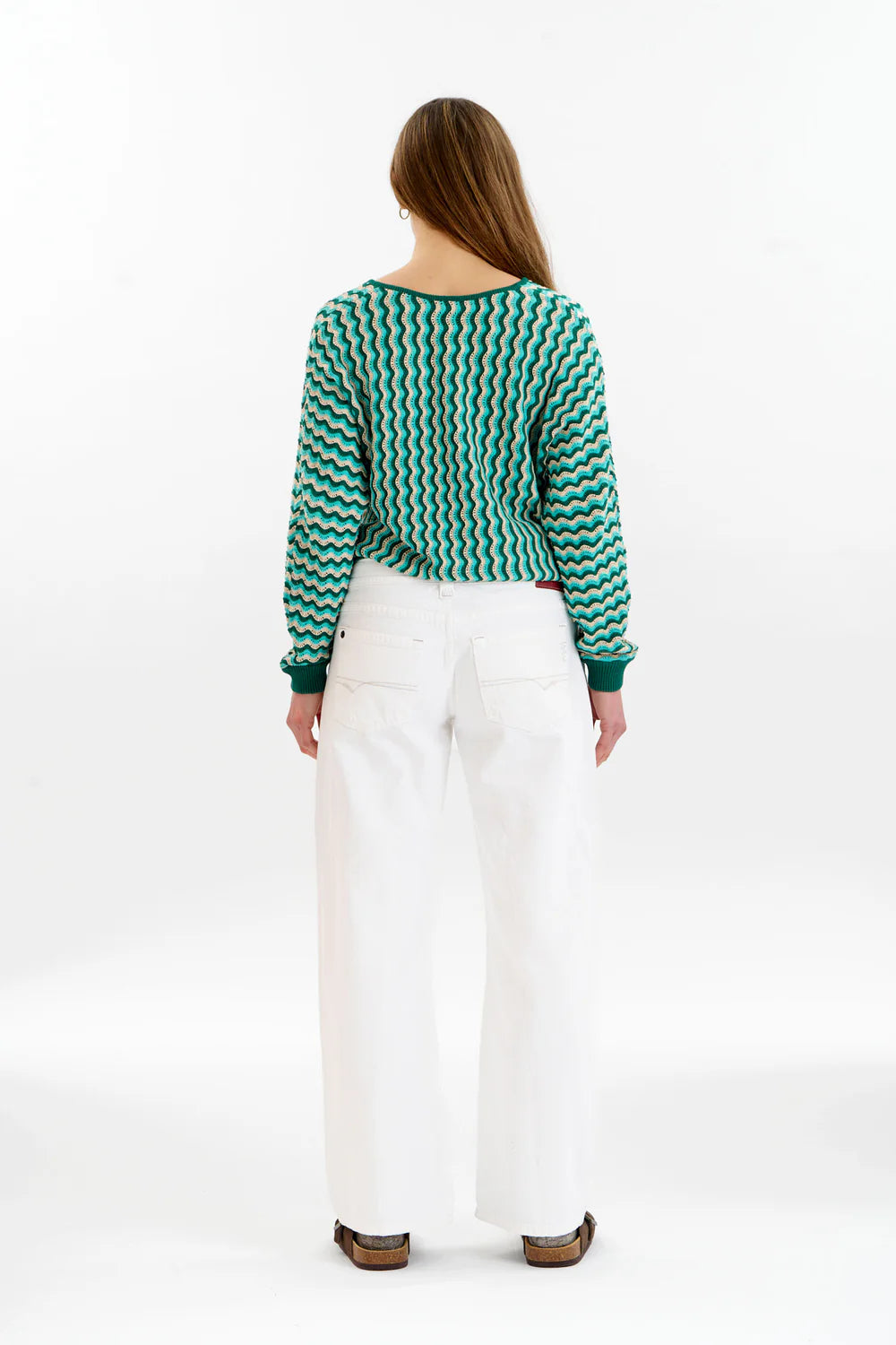 Clover Pointelle Jumper - Green
