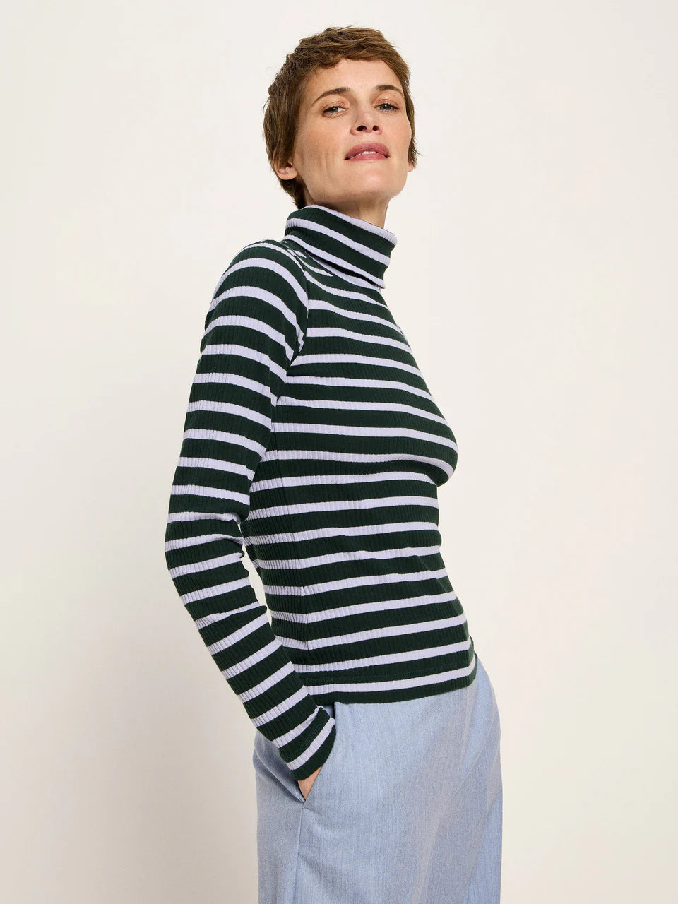 Ribbed Turtleneck Shirt Forest & Lupine