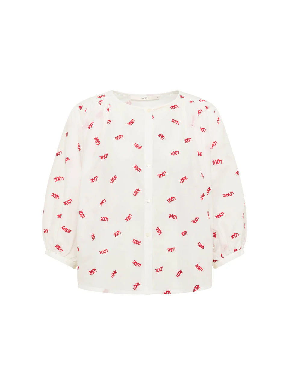 Blouse with Ruffles Off White with Love Print