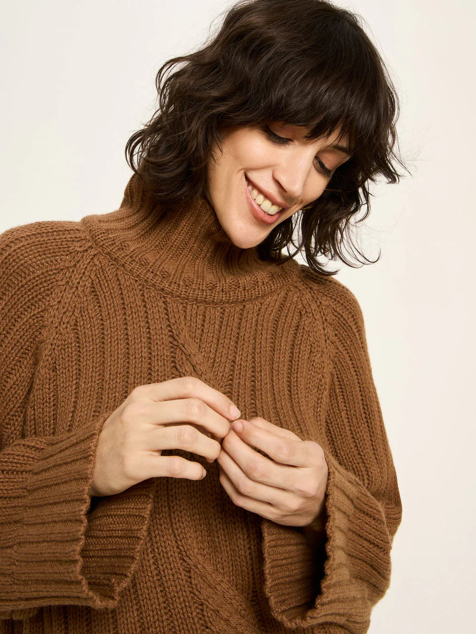 Oversized Ribbed Jumper Brown