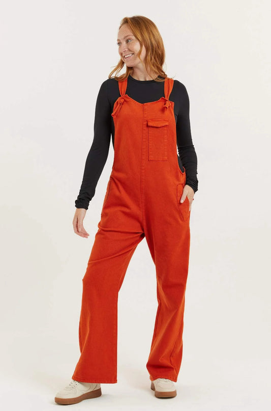 Mary-Lou Recycled Wood Denim Dungarees Burnt Orange