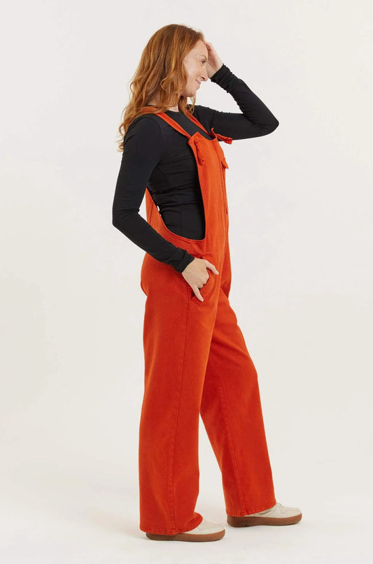 Mary-Lou Recycled Wood Denim Dungarees Burnt Orange