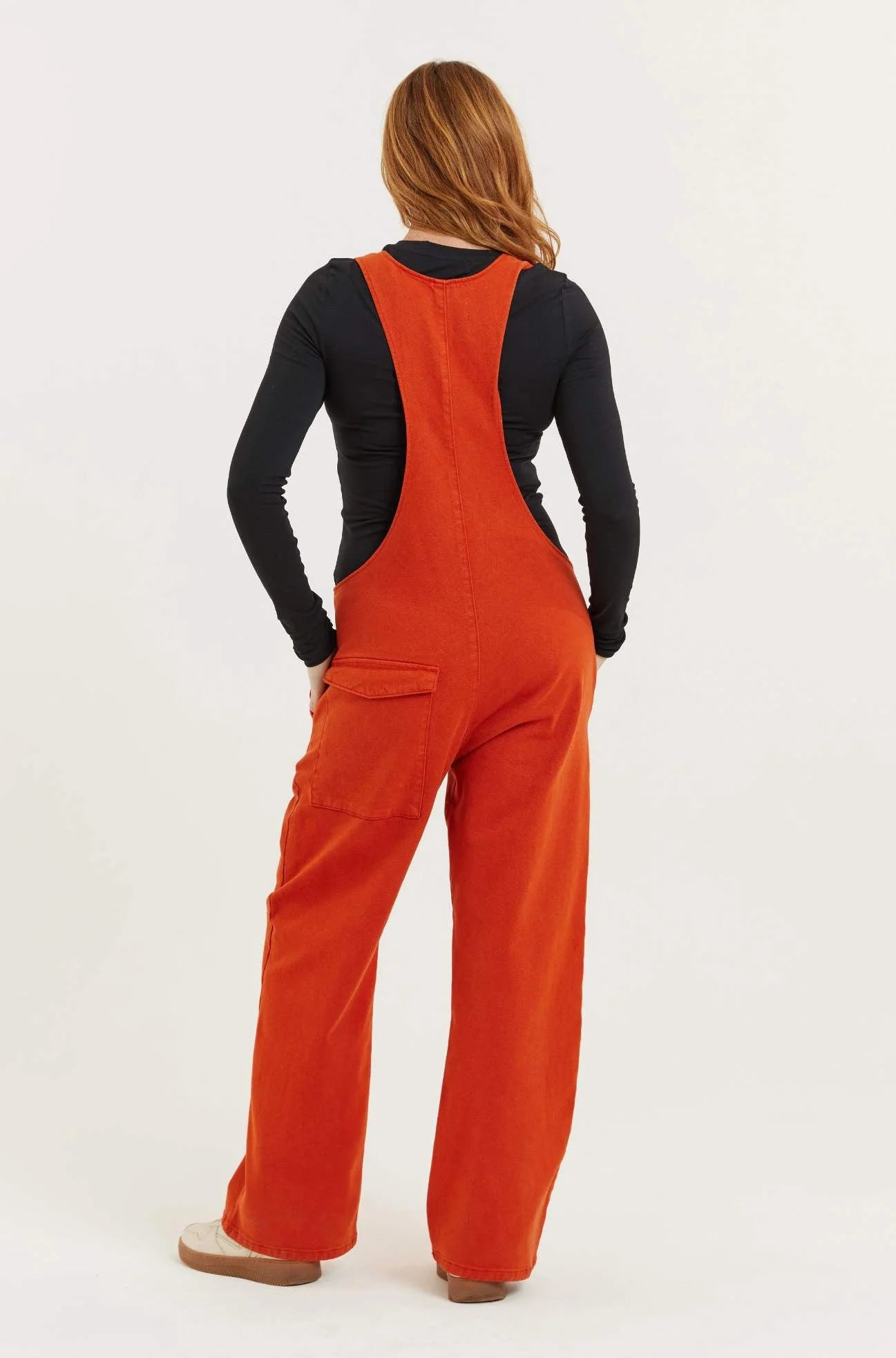 Mary-Lou Recycled Wood Denim Dungarees - Burnt Orange