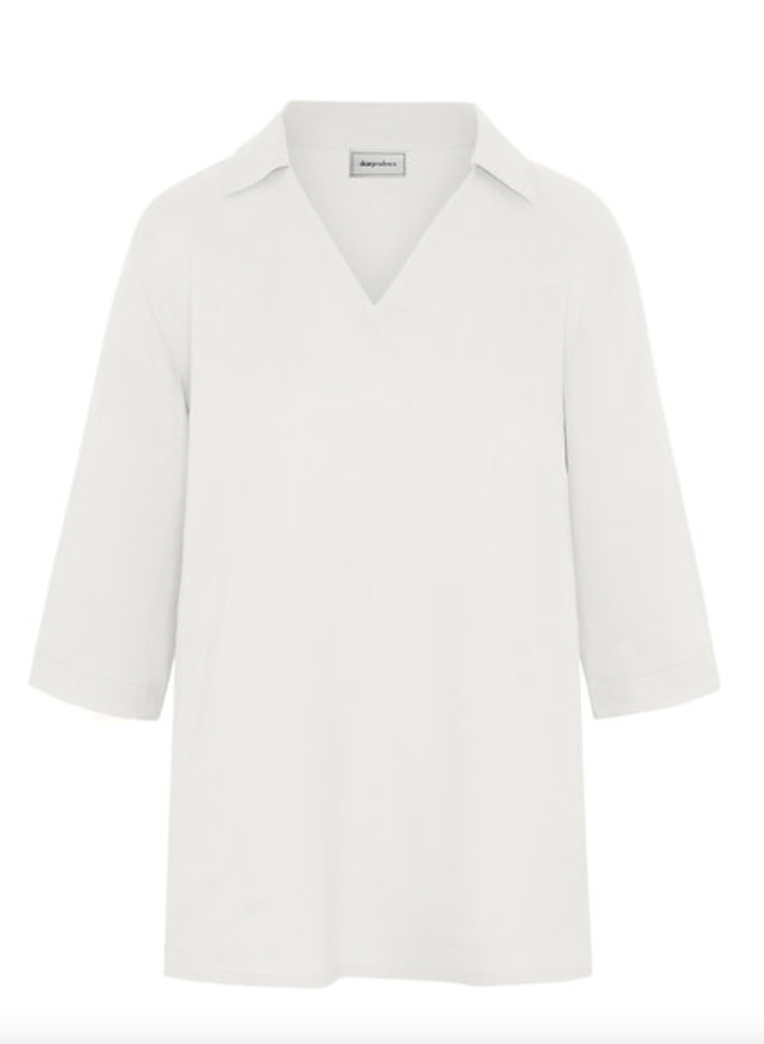 Lizzie Collared Top 100% Linen Oyster