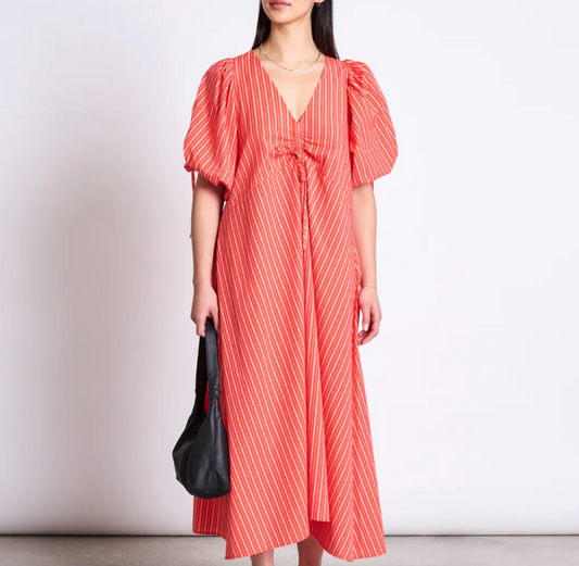 Maxi Dress Dans Cherry Red & White Striped