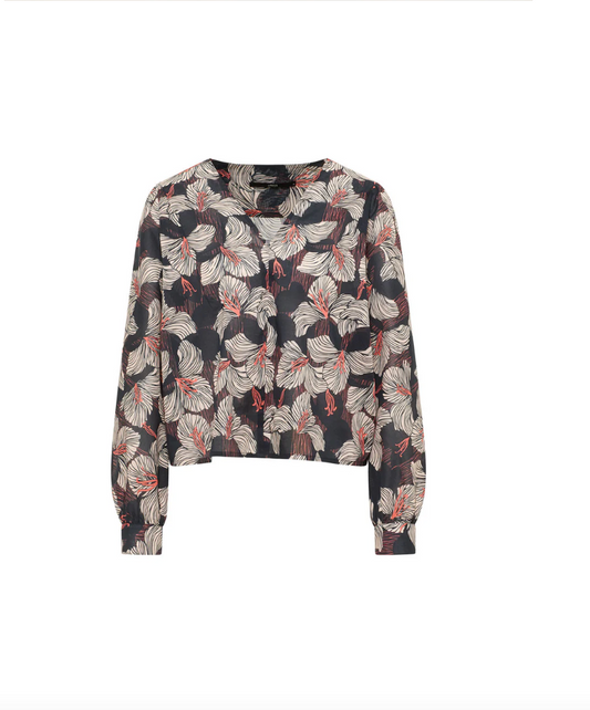 Print Bloom Blouse Onyx