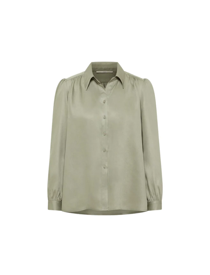 Tencel Ruffled Blouse Aqua Grey